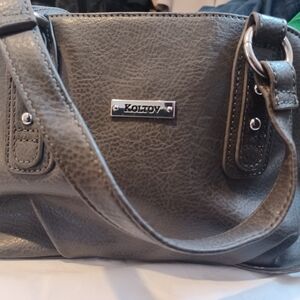 Koltov Classic Gray Shoulder Bag with Polished Hardware